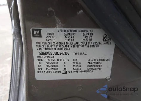 2011 Buick Enclave 2Xl from USA, damaged, VIN 5GAKVCED8BJ243366